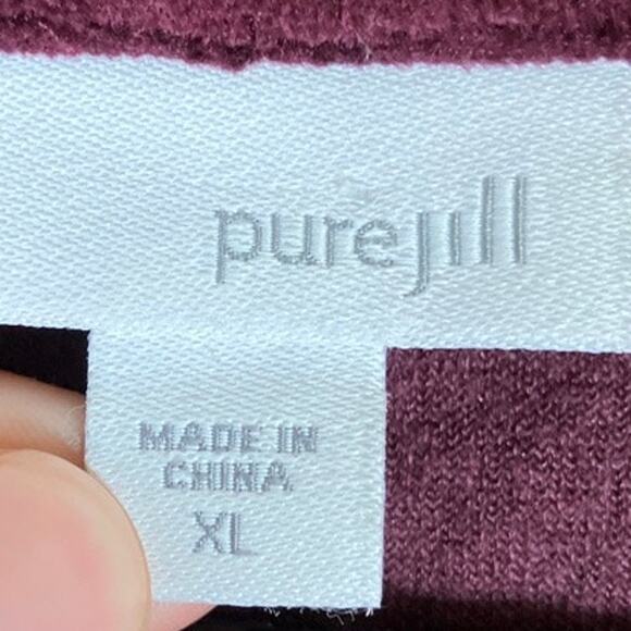 Pure Jill Womens Sweater Burgundy Velvet Pullover Soft Pima Modal Blend XL - Picture 6 of 12